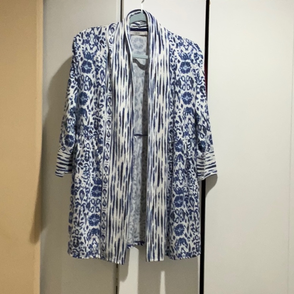 Dalia Cardigan, Size L, Blue and cream